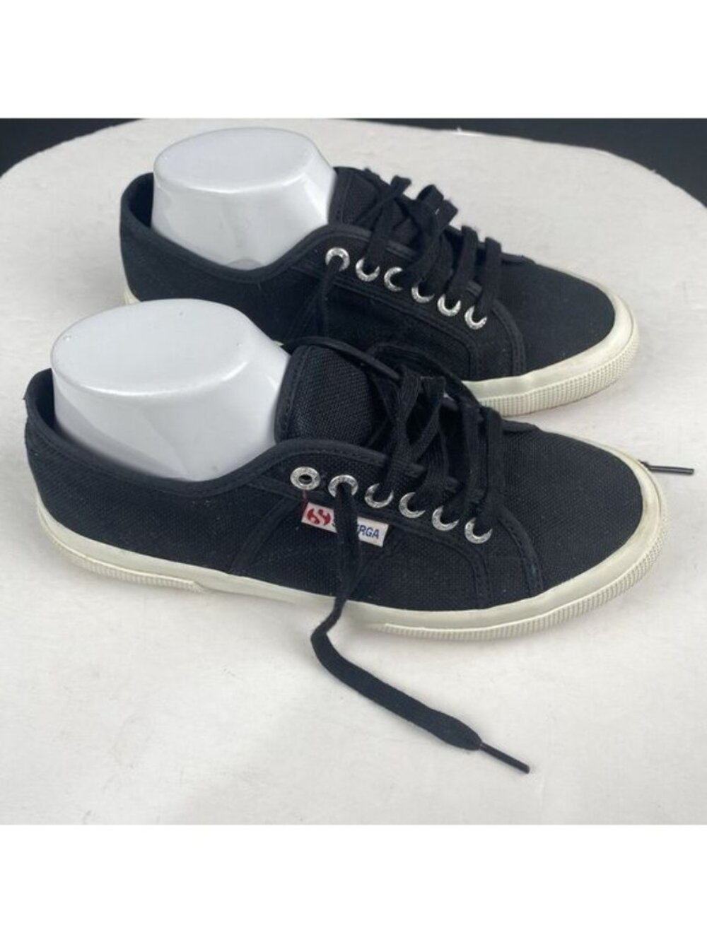 Superga Shoes Unisex Lace Up Canvas Sneakers Black Size USAM 6.5/USAW 8